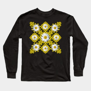 sunflower daisy pattern floral sunflowers daisies bloom blossoms Long Sleeve T-Shirt